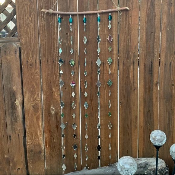 Mirrors & Teal Glass Beads Wind Chime Sun Catcher - Picture 11 of 16